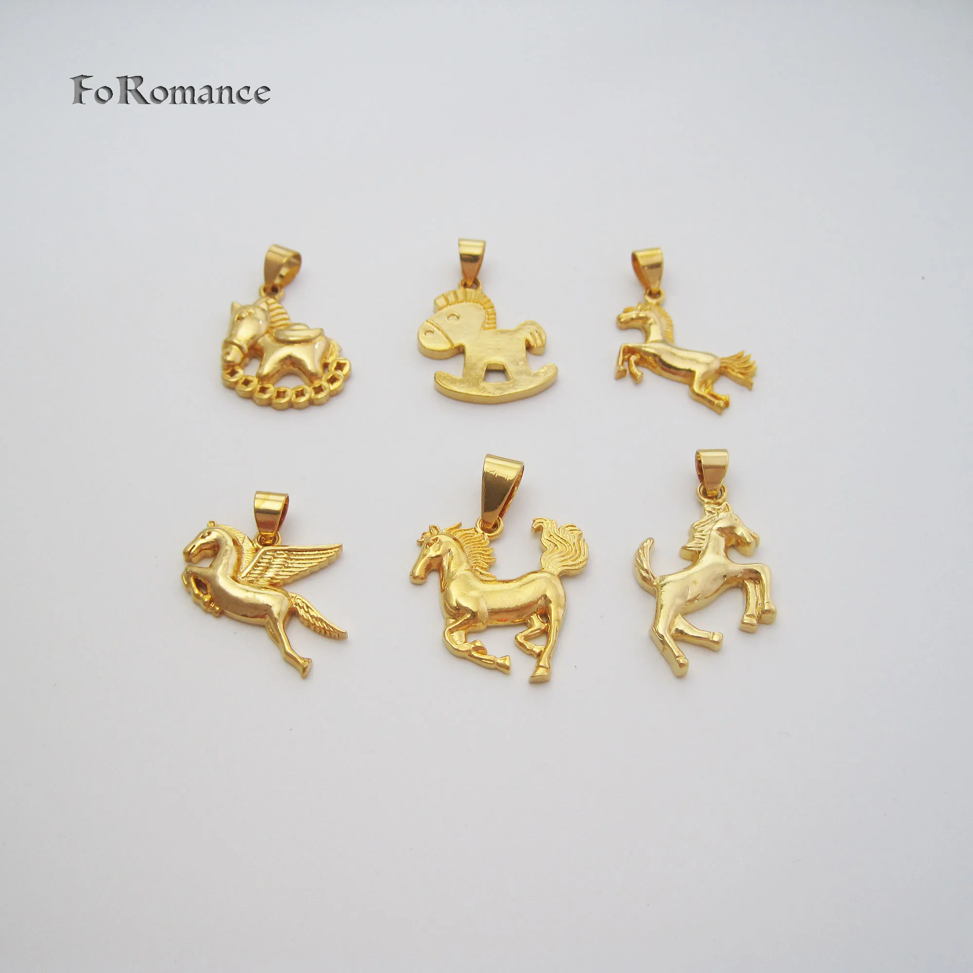 FOROMANCE YELLOW GOLD PLATED 18INCH NECKLACE VIVID CUTE PONNEY RUNNING JUMPING HORSE PENDANT 8 STYLES NECKLACE GREAT GIFT