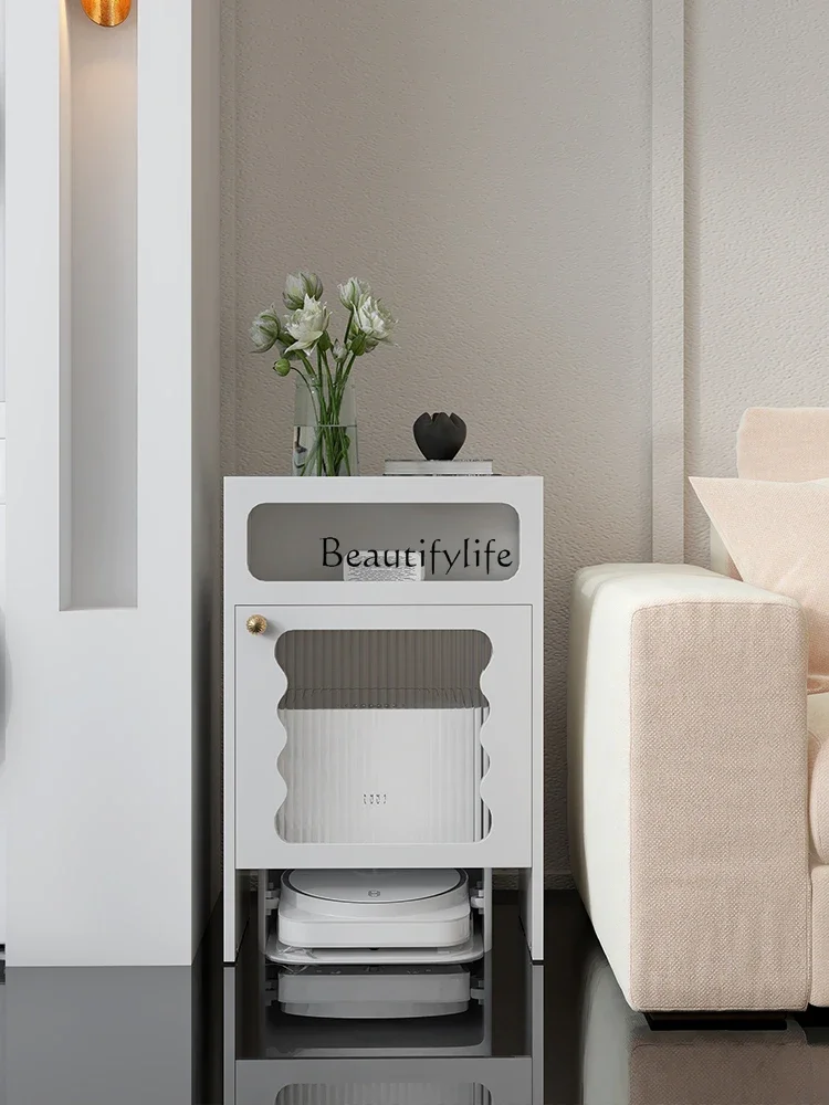 Storage mobile side cabinet above the shelf of the sweeping robot