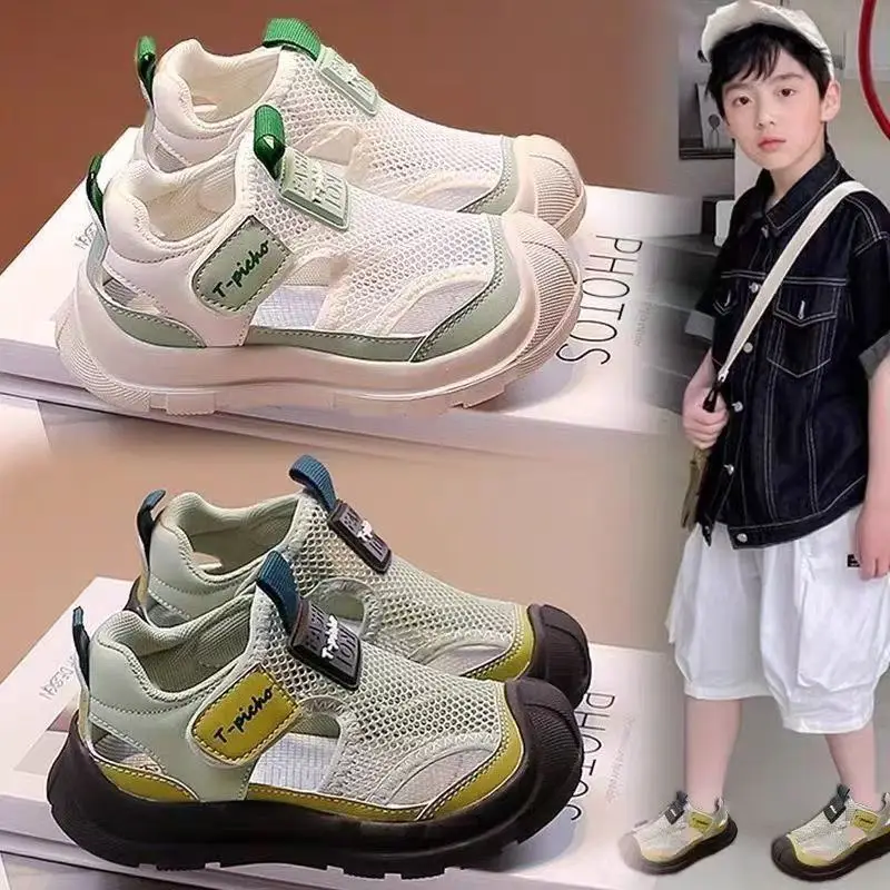 

2026 Summer New Kids Sandals Retro Versatile Girls' Sports Shoes Comfort Anti Slip Boys' Hollow Beach Shoes Кроссовки Детские