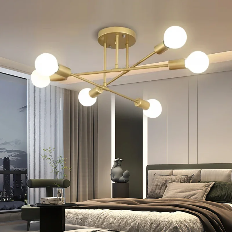 Simple Iron Pendant Light, Minimalist Modern Ceiling Light  Indoor LED Living Room Dining Room Lighting Gold/black Bedroom Light