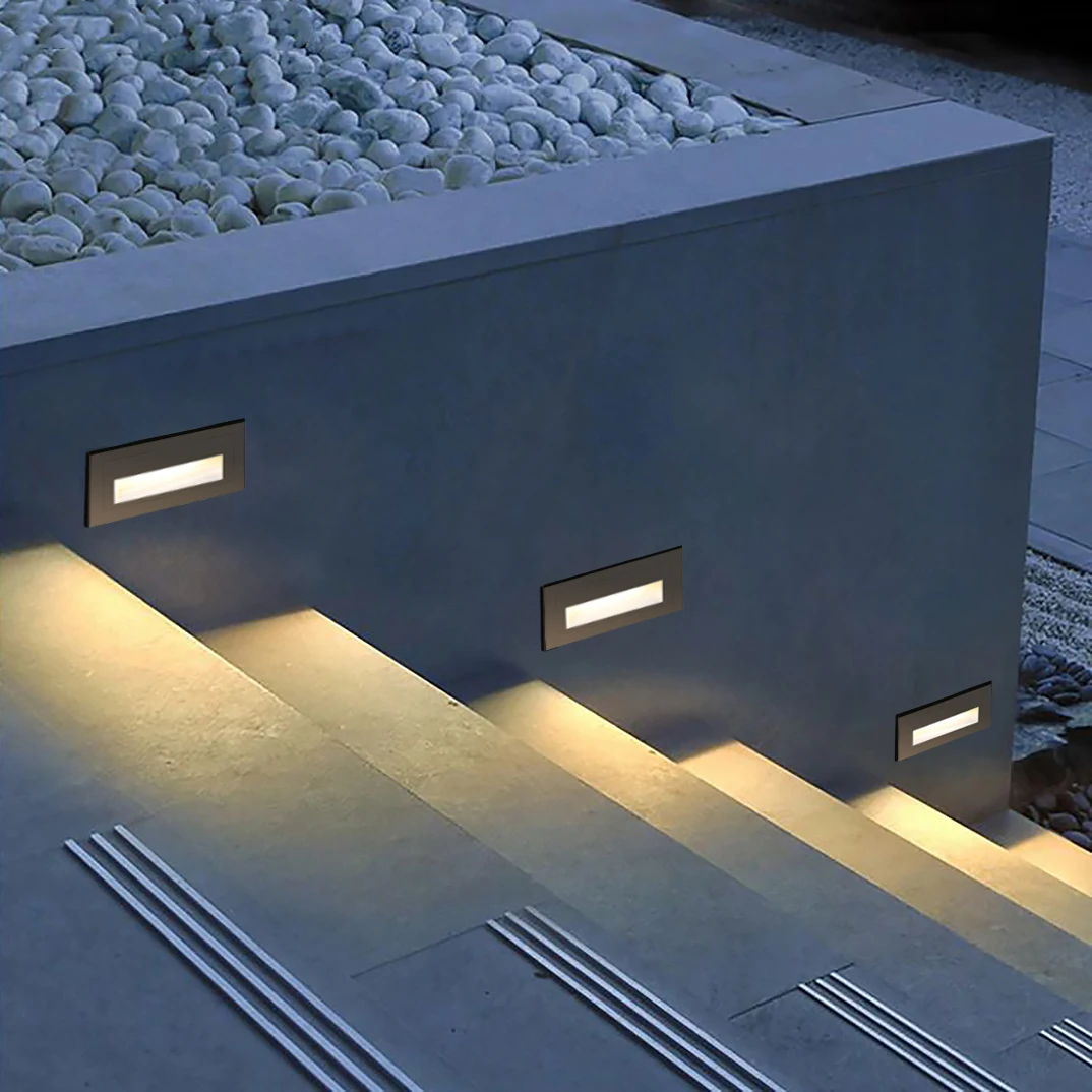 

3W Outdoor Waterproof Aluminum Recessed Step Wall Light Rectangle Outdoor Light Emitting Diode Stair Light