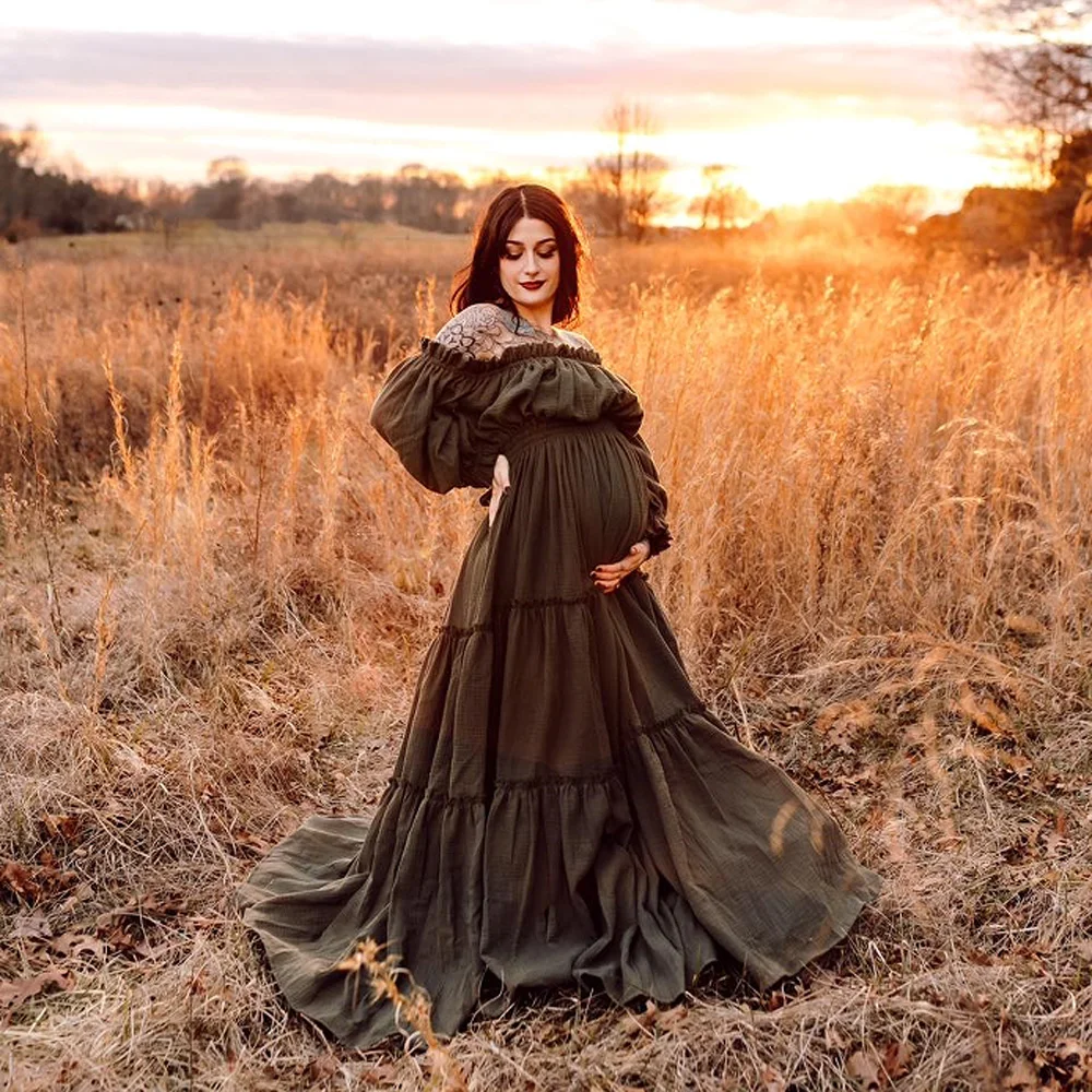 

Богемное платье для беременных для фотосессии, мягкое и удобное платье из чистого хлопка с открытыми плечами, платья для беременных для детского душа