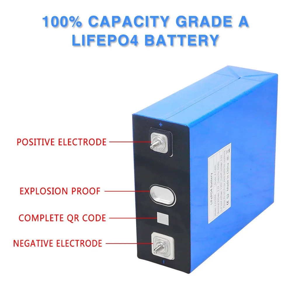 Batería recargable prismática Lifepo4 de 3,2 V, 320Ah, celda Original de grado A, 1-16 Uds. Para bricolaje, sistema Solar de 12V, 24V, 48V, EV, RV, barco