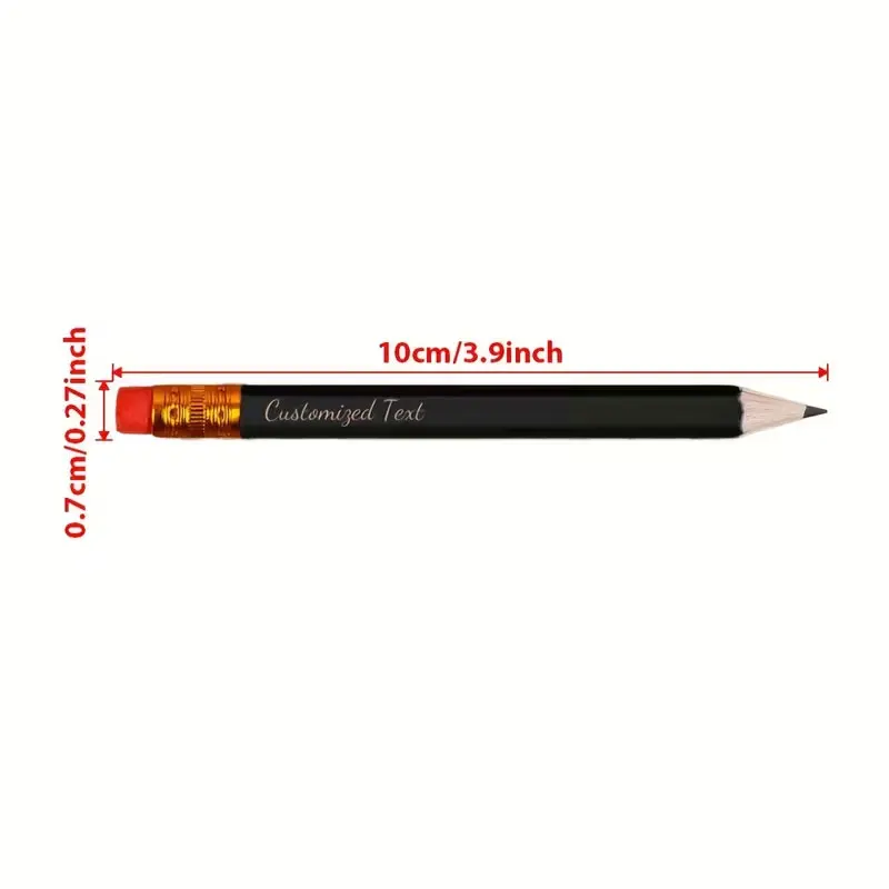 10Pcs/40Pcs/70Pcs/120Pcs【Customizable】Personalized Elegant Black Mini Pencils, Suitable for Wedding Party Gifts, Christmas Gifts, Back-To-School Season Gifts, Welcome Ceremonies, and Golf Events High-Quality Wood Paired with a Red Eraser. Customized Name/Custom Text/Logo Personalized Gifts for Friends and Colleagues Exclusive Pencils