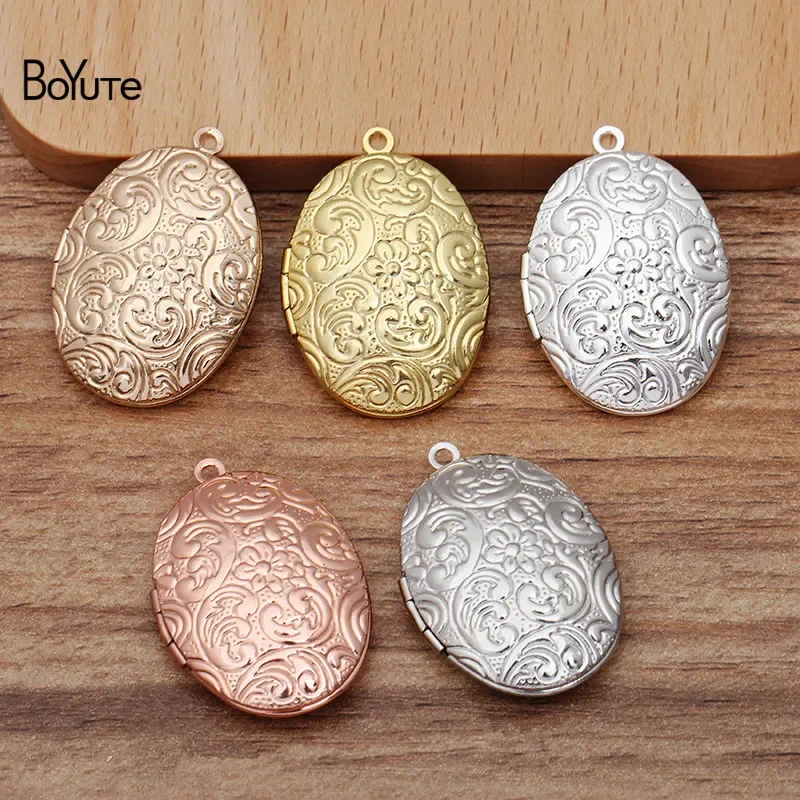 BoYuTe Factory Direct Wholesale (10 Pieces/Lot) 23*33*8MM Metal Brass Oval Shape Flower Floating Photo Locket Pendant