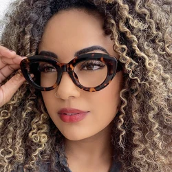 2022 New Fashion Sexy Cat Eye Glasses Women Vintage Stripe Frame Optical Anti-blue Eyeglasses Female Leopard Oculos Spectacles