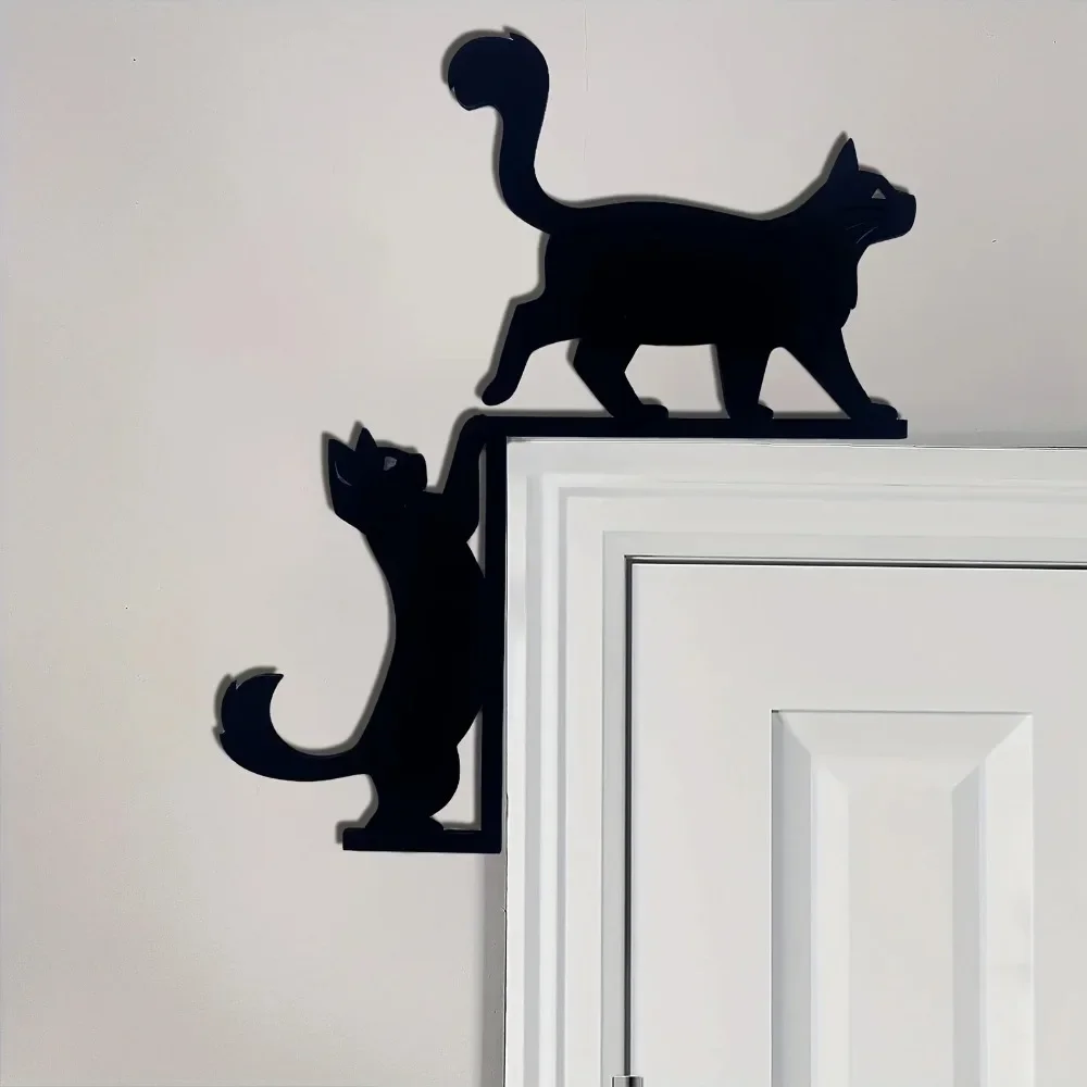 CIFBUY Iron Wall Art Vintage Black Cat Metal Sculpture Rustproof Hanging Plaque Home Farmhouse Pantry Patio Decor Sign