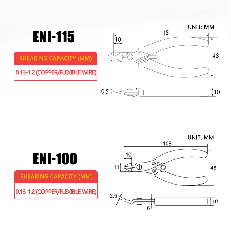 TOP ENI-100/ENI-115 Stainless Steel Diagonal Pliers Cutting Nippers for Handmade/Precision Electronic/Jewelry Craft Hand Tools