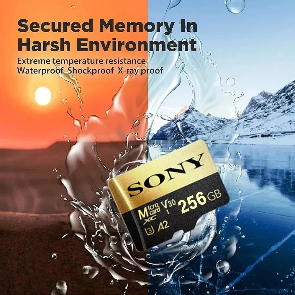 การ์ด Micro SD ของ Sony ความเร็วสูงการ์ดความจำ SD ขนาด128GB 256GB 64GB U3ไมโคร SD บัตร TF A2เหมาะสำหรับโทรศัพท์/แท็บเล็ต/ กล้องที่หลากหลาย