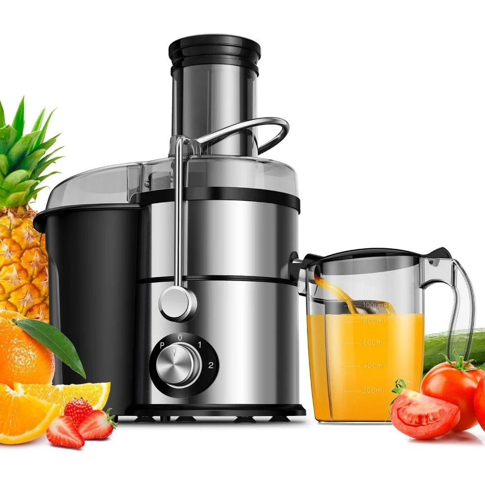 HAOYUNMA mesin jus 1200W, dengan pengaturan 3 kecepatan, ekstra besar 3.4 "Feed Chute Juicer untuk seluruh buah dan sayuran