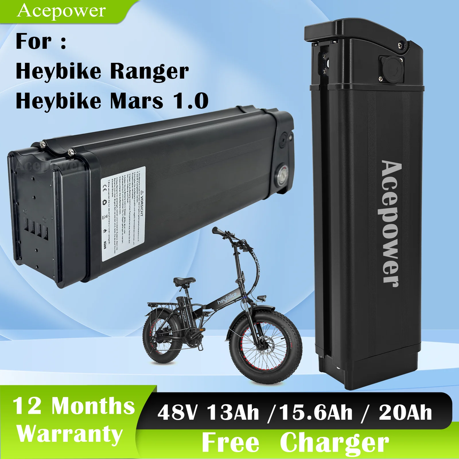 Battery for Heybike Ranger Heybike Mars 1.0 Ebike 48V 13Ah 20Ah Battery for Heybike Ranger 2022 Mars 1.0 Electric Bicycle Battery