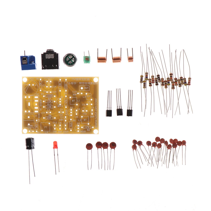 Rádio FM sem fio Kit Transmissor com Microfone, ajustável 88-108MHz, DIY Prática de solda, DC 3V
