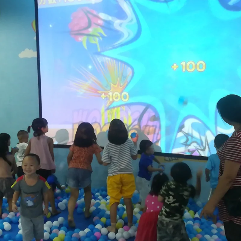 3D Holographic Projector Ball Pool Parent-child Interactive Naughty Castle Playground Rides Level-breaking Game Touch Screen