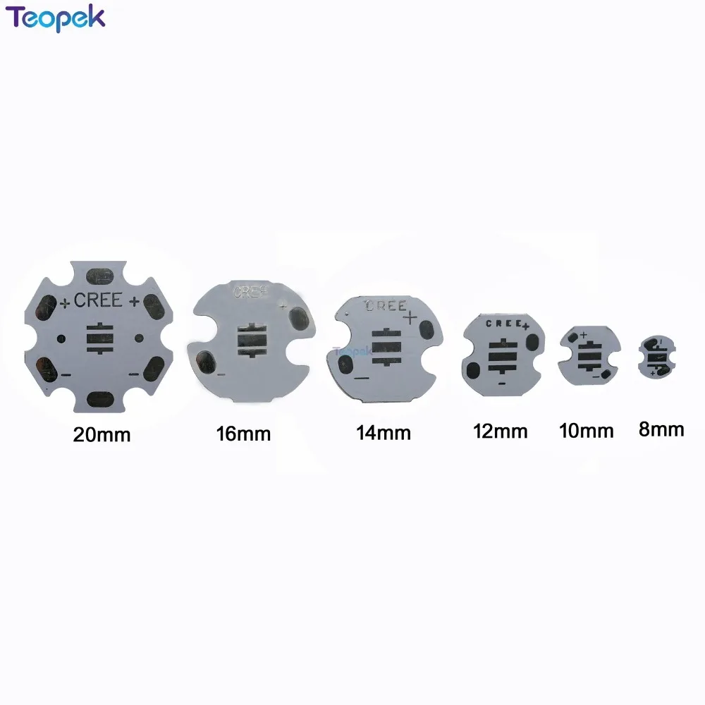 50pcs 3535 Aluminum LED PCB Board 8mm 10mm 12mm 14mm 16mm 20mm For Cree XPE XP-E XTE XT-E XPG XP-G 3535 LED Light