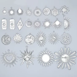 6pcs/Lot Metal Sun Pendant Sunset Sunshine Stainless Steel Charms For Jewelry Making Supplies Fashion Charm DIY Earring Necklace