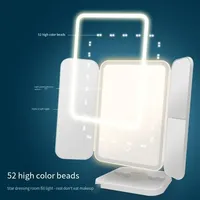 Led 3X Magnifying Makeup Mirror Touch Sensing Shell Mirror Rotating Fill Light Grooming Mirrors Smart Bathroom Mirror Foldable