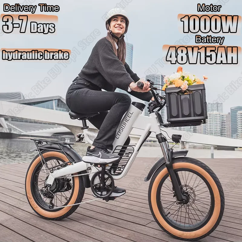 COSWHEEL bici elettrica 1000W motore 48 v15ah batteria al litio E-Bike freno idraulico 20*4.0 pollici grasso pneumatico fuoristrada bicicletta elettrica