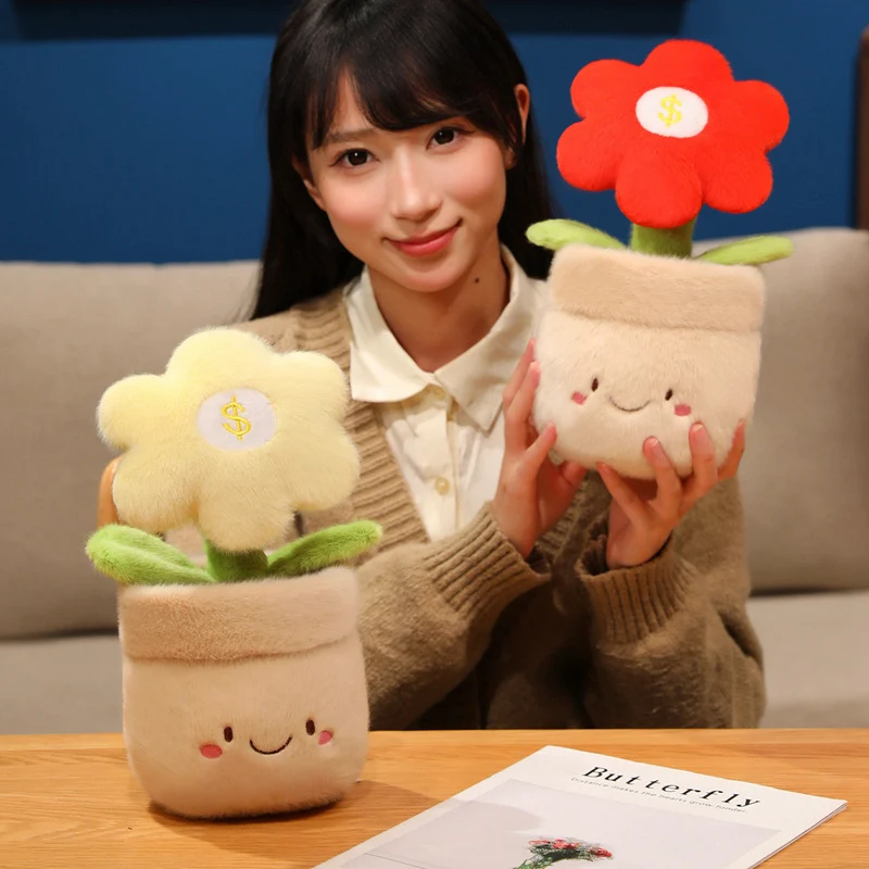 1개 28cm 귀여운 꽃 화분 인형 장난감 부드러운 화분 인형 예쁜 홈 장식 생일 발렌타인 선물