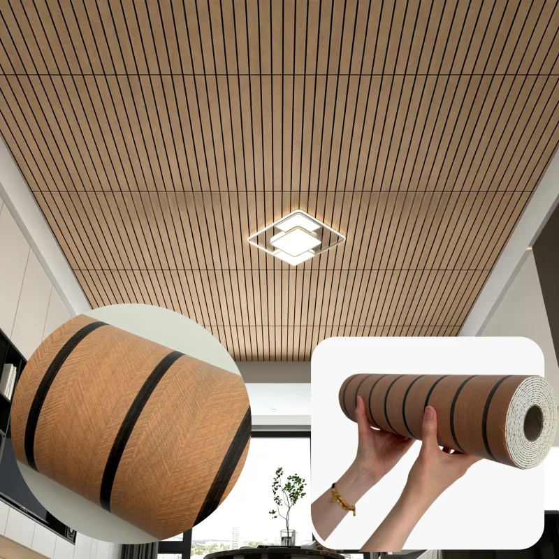 厚いフォームバック木目調壁紙、剥がして貼るだけのウォールステッカー、ひび割れや損傷を隠す、取り外し可能な防水コンタクトペーパー