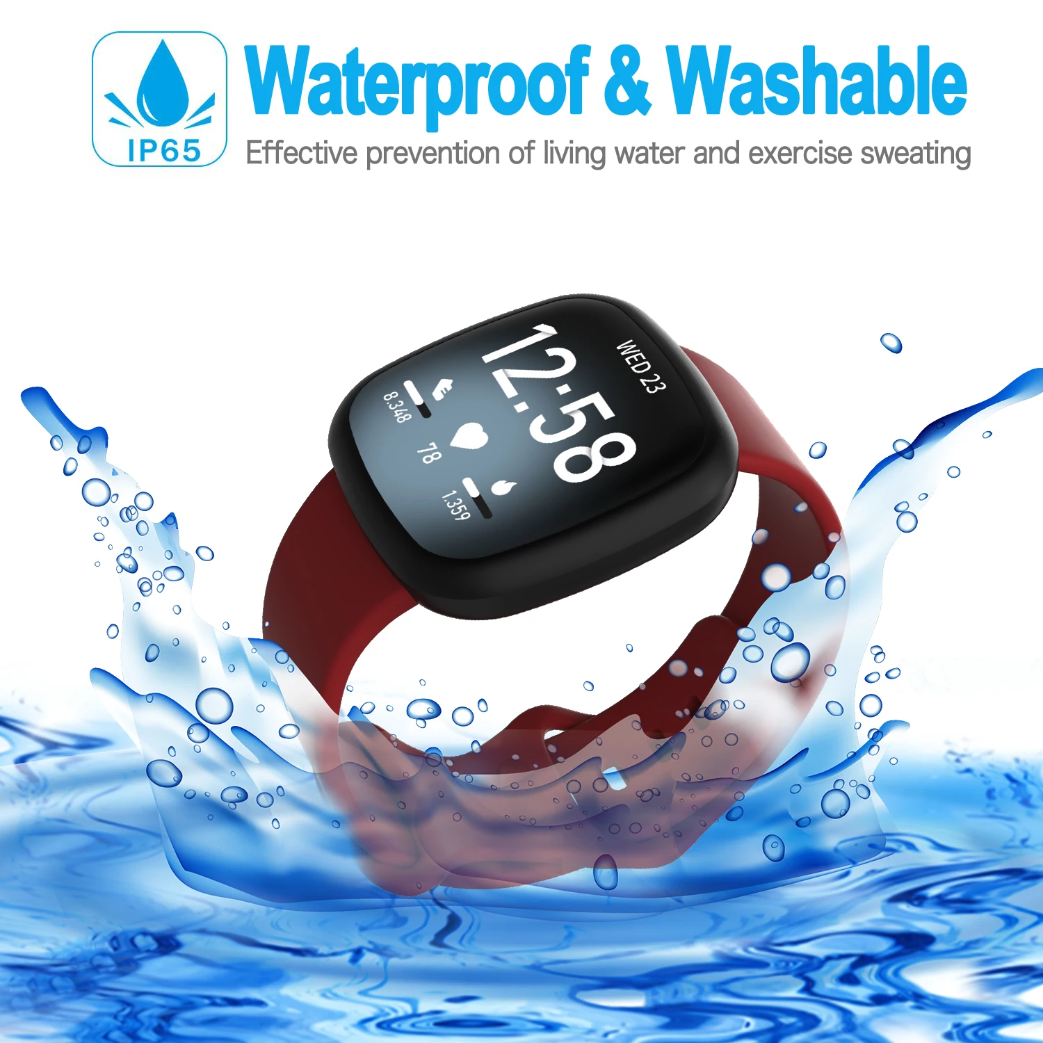 Braccialetto in Silicone Compatibile con Fitbit Versa 3/Fitbit Senso Cinturino di Ricambio per Versa3 Astuto Della Vigilanza