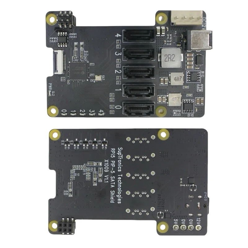 X1009 for Raspberry Pi 5 PCIE to 5-Port SATA Shield (NOT Support Boot from HDD/SSD)