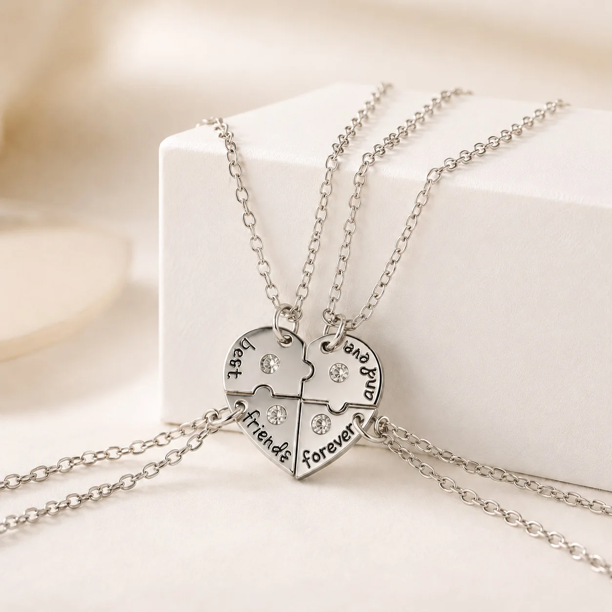 4Pcs Fashion Heart-shaped Necklace with The Letter 
