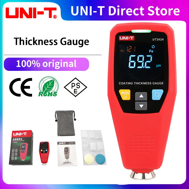 

UNI-T UT343D AUTO Metal Coating Thickness Gauge FE/NFE auto Recognition Single-point Multi-point Quick Judgment Prompt