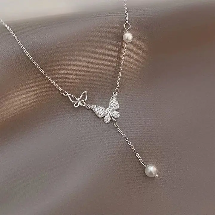 Bow necklace female niche design high sense light luxury versatile ins tide love collarbone chain neck chain female