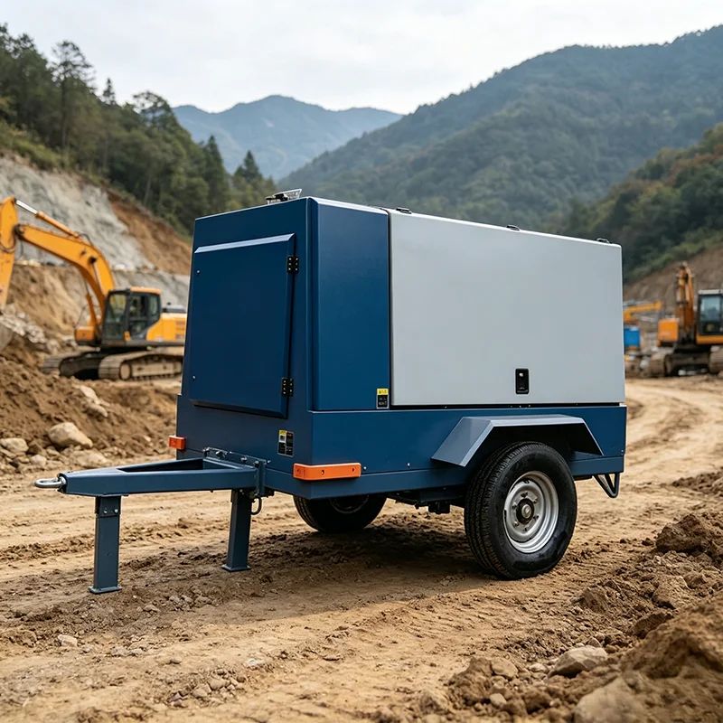 Fuel Efficient Portable Diesel Compressor 320cfm 8bar, for Rock Splitting