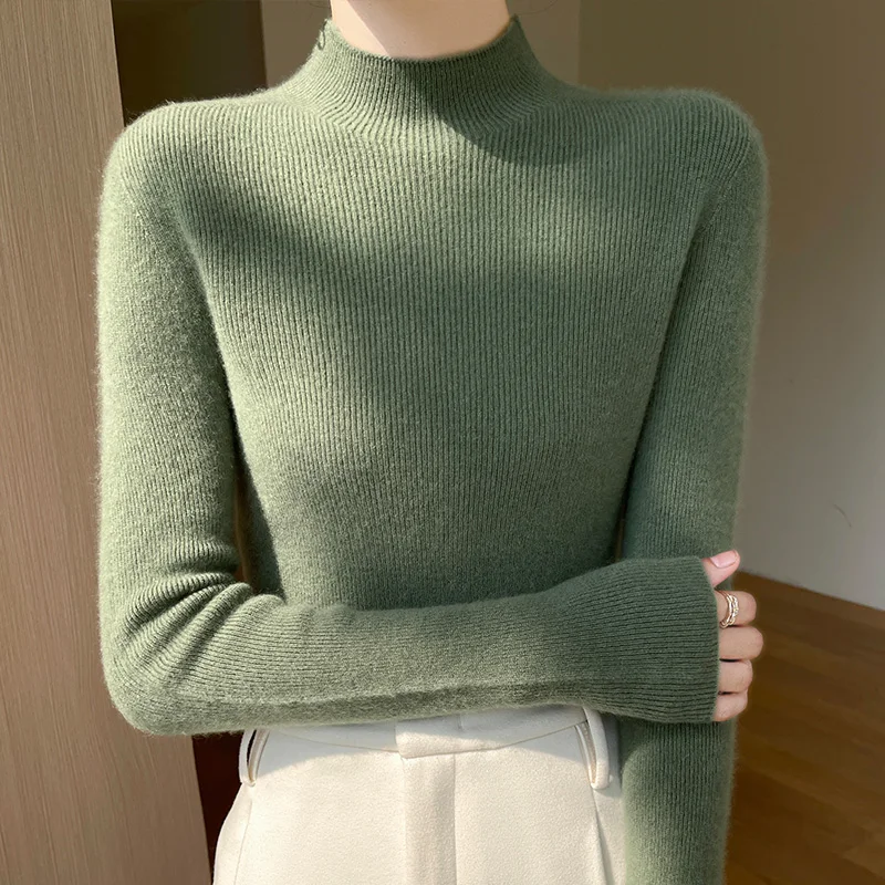 2024 maglione di cashmere da donna mezzo collo autunno e inverno pullover nuovo maglione di cashmere maglione da donna lavorato a maglia da donna