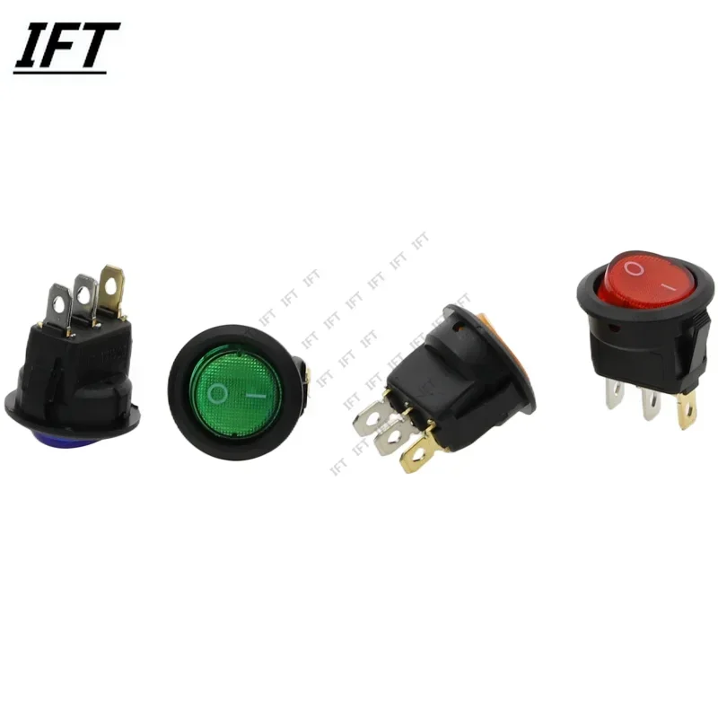 10Pcs KCD1 12V 20A / 220v 10A ON/OFF 20mm Round Rocker Switch LED illuminated Car Dashboard Dash Boat Van With light