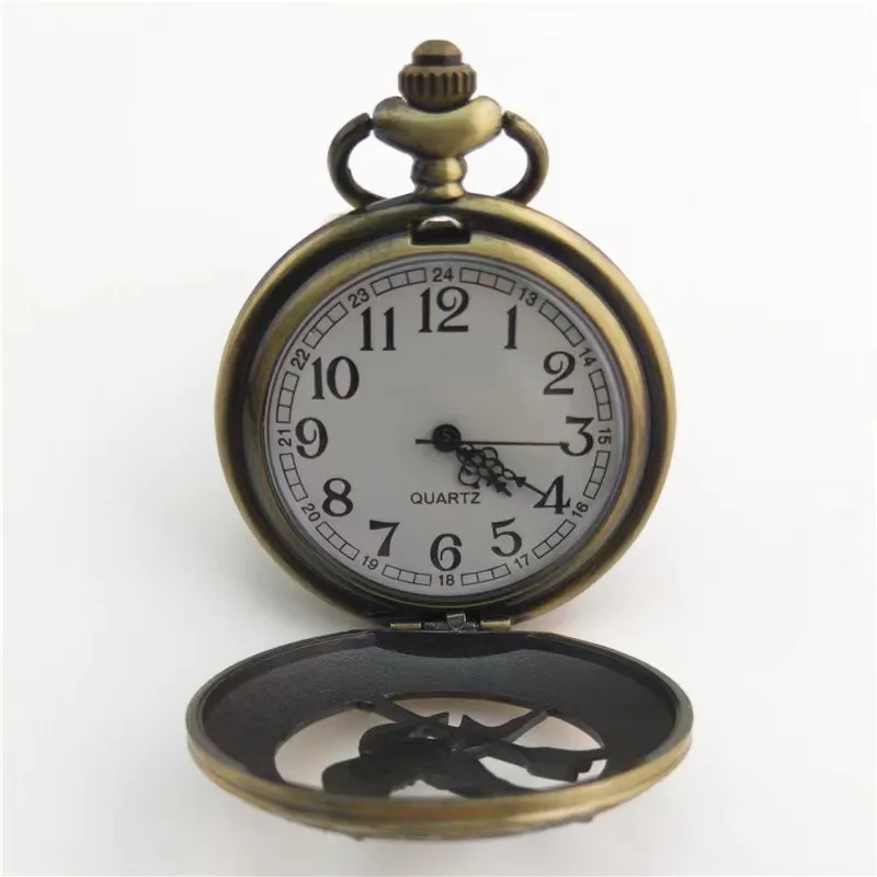 Retro quartz Hunger Games popular hollow Mockingbird design stylish bronze pocket watch