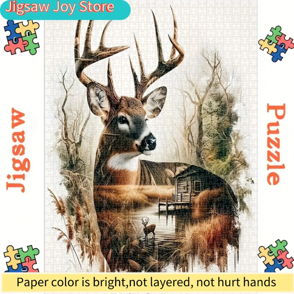 

A 1, 000pcs of puzzlesHalloween Decorative Deer Puzzle for Living Room Wall Art, Durable Cardboard with Vivid Colors, Perfect