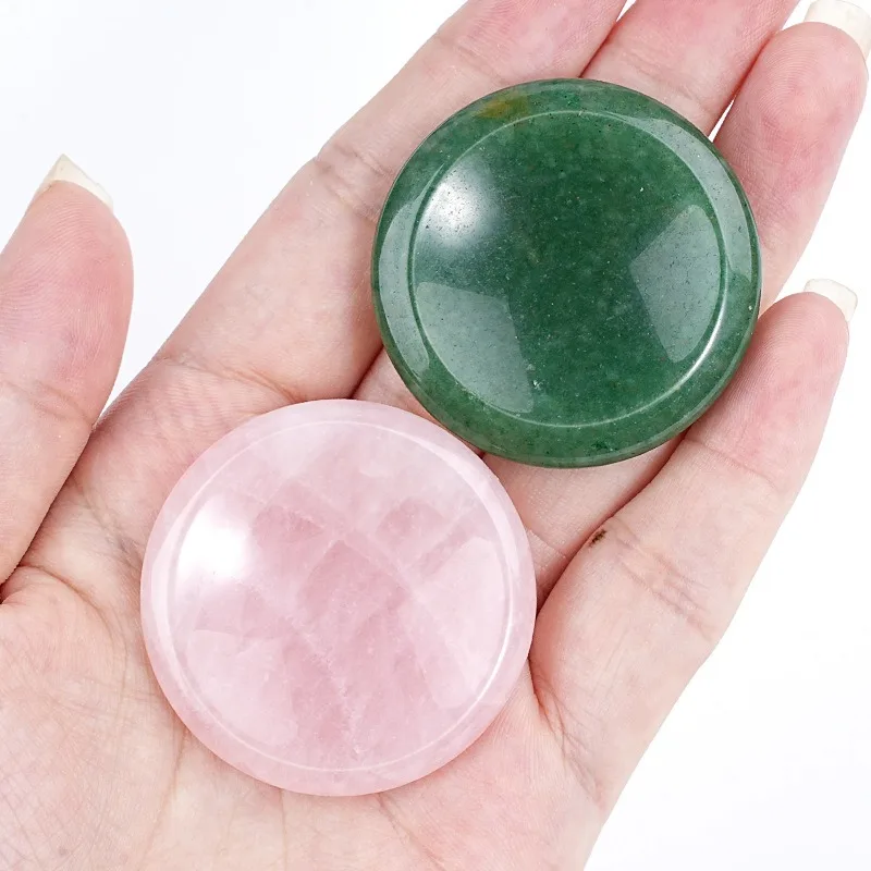 40mm Carved Round Grooved Play Worry Thumb Stone Bead Relaxation Massage Palm Stone Crystal Stress Relief Beads Accessories
