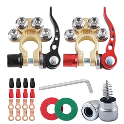 Car Battery Terminal Top Quick Release Disconnect Battery Terminals Copper Wire Lugs Cable Clamp Screw Connection Kit Auto Boat