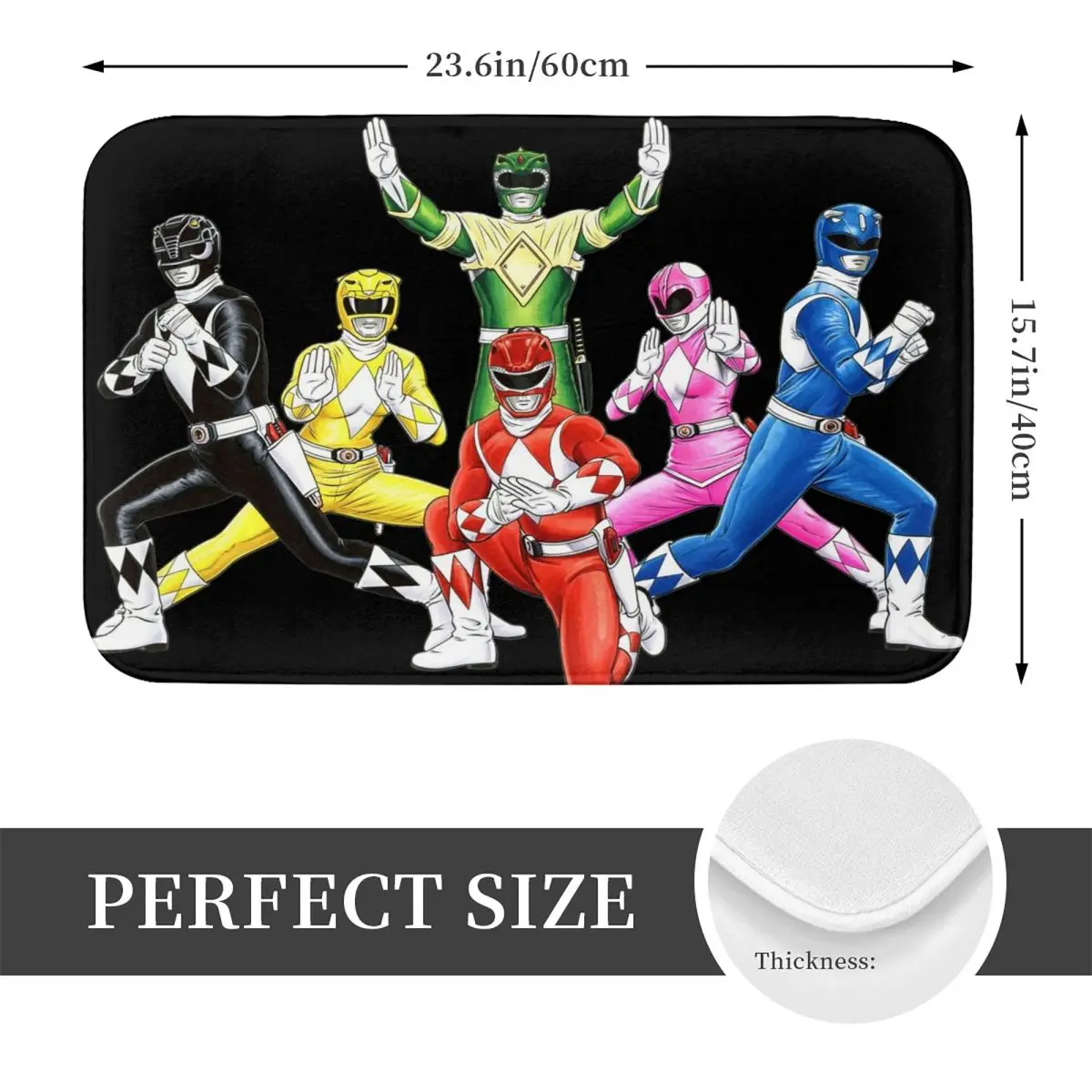 Mighty Morphin Power Ranger Non-slip Doormat Floor Mat Absorbent Mat Carpet Rug for Kitchen Entrance Home Balcony Footpad Mats