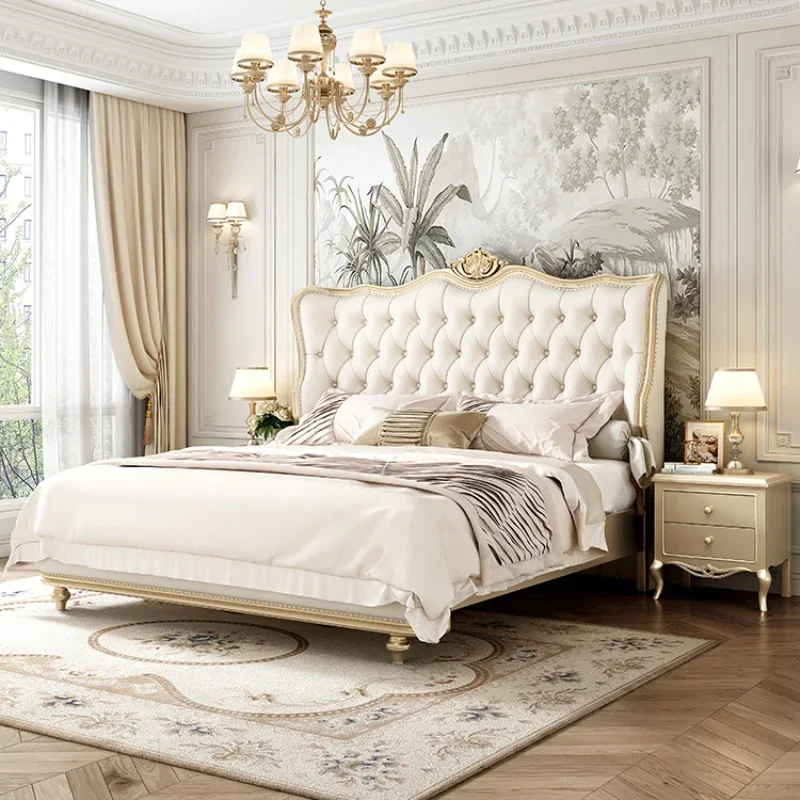 Light Luxury Double Bed French Princess Modern Crown Double Bed Master Bedroom Camas De Dormitorio Furniture Home