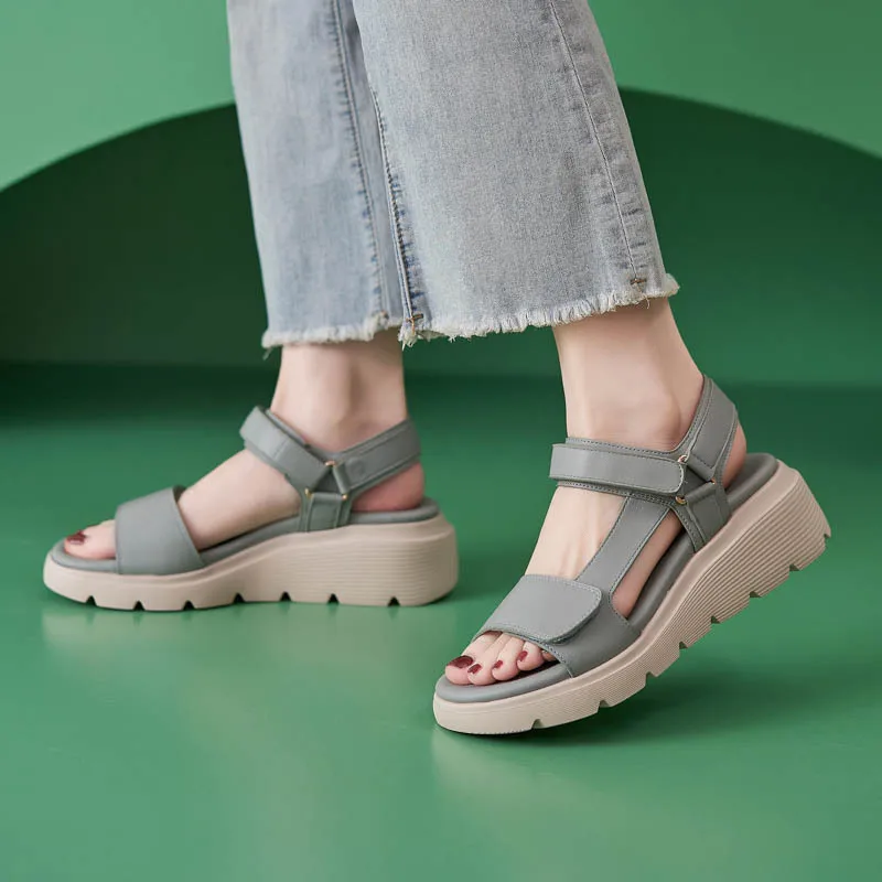 Women's Sandals Summer Casual Elegant PU Soft Non-Slip Comfort Light Beach Sea Wedges Platform Roman Shoes