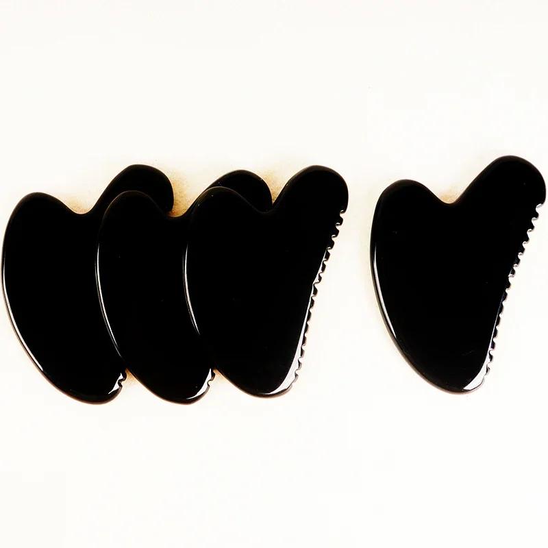 حجر السج الأسود الوجه غوا شا أداة العناية بالبشرة الجسم العين رئيس الكريستال الطبيعي الحجر المعدني سن المنشار مدلك الصحة الجمال المنتج #6