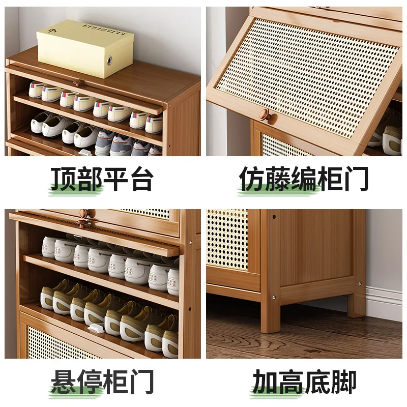 Zapatero con puerta para el hogar, Zapatero de entrada multicapa, armario de almacenamiento moderno y sencillo a prueba de polvo