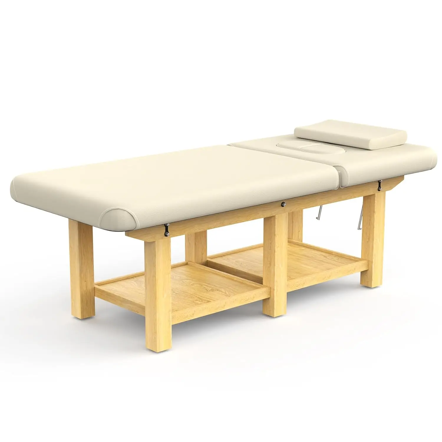 

Wood Wide Stationary Massage Table PU Leather 31.5x75in 6-Leg Spa Facial Bed Physical Therapy, Customized