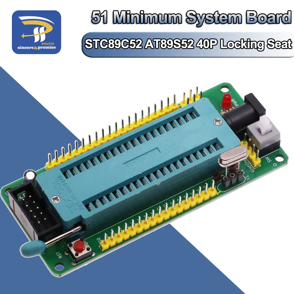 Programmeur de microcontrôleur de module de siège de verrouillage, carte système minimale, développement d\'apprentissage, 51 AVR Mcu STC, STC89C52,