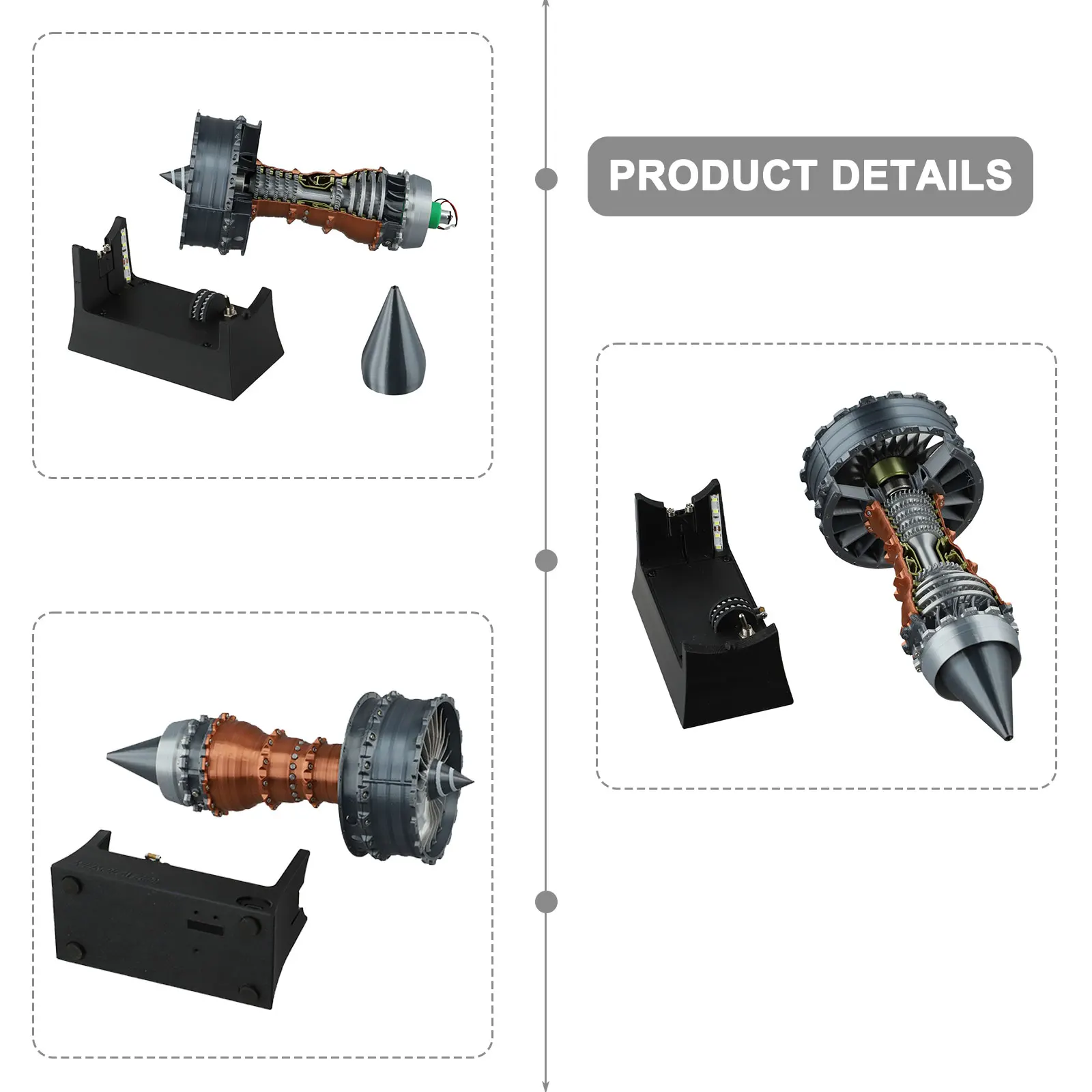 Turbofan Engine Model Adjustable Speed Aircraft Turbojet Engine Replica for Aviation Enthusiasts and Collectors