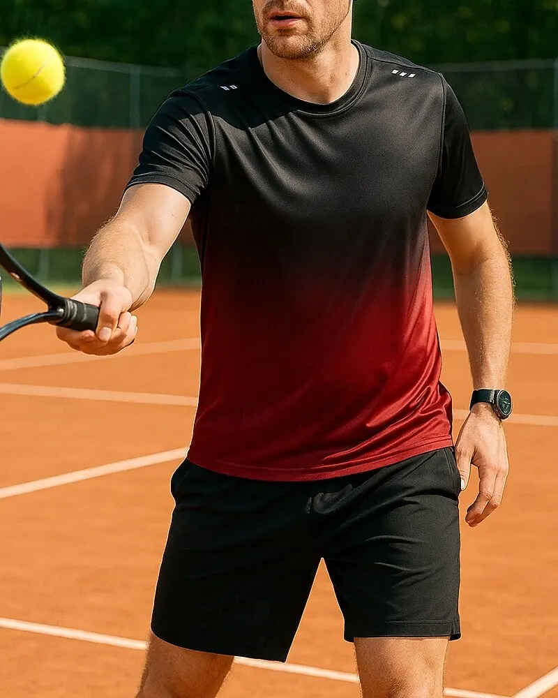 Men's Summer Suit Outdoor Tennis Tracksuits Casual Short Sleeve T-shirts Shorts 2 Piece Fashion Quick Dry Running Sports Sets