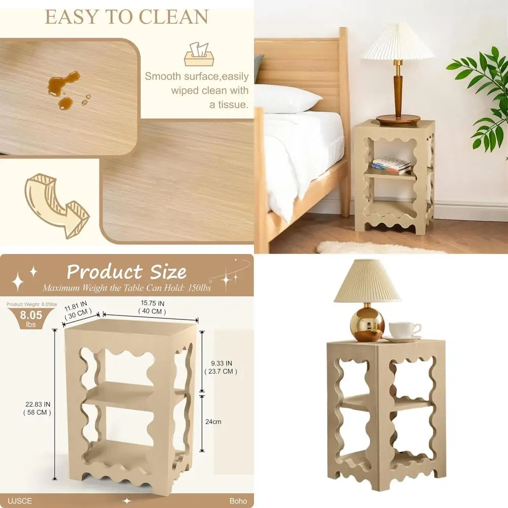 

Compact Wood Storage Side Table for Boho Style Living Spaces