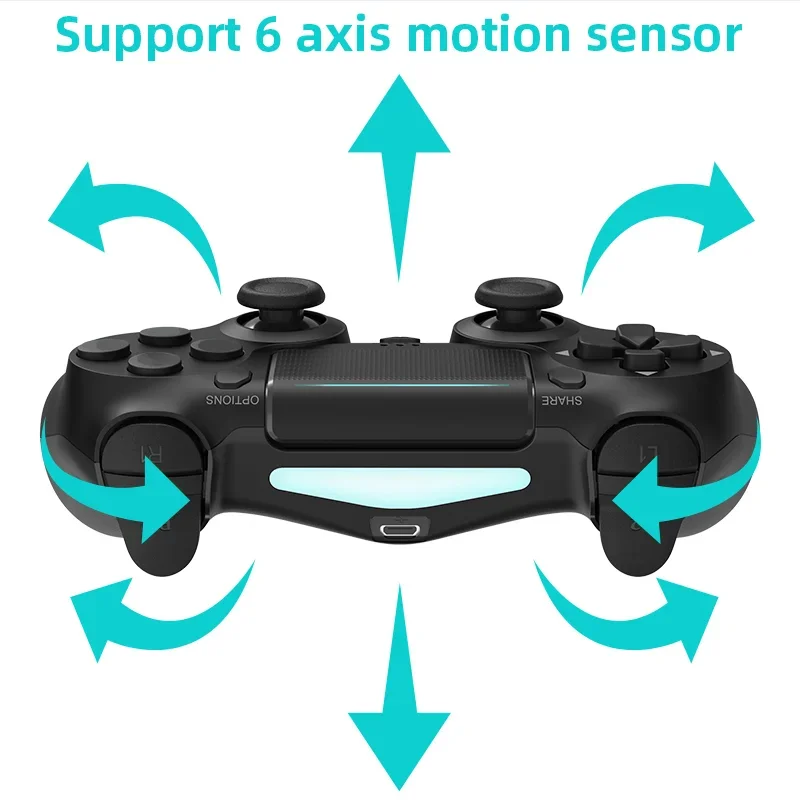 وحدة تحكم لاسلكية متوافقة مع بلوتوث لـ PS4 Slim Pro PC Vibration 6-Axis Motion Sensor Joystick Gaming Gamepad