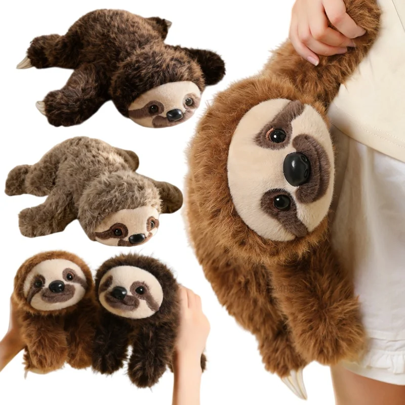 Simulation Sloth Stuffed Animal Plush Toy Fluffy Shaggy Fur Sloth With Long Claws Soft Cuddly Pillow Doll For Baby  Xmas Gifts