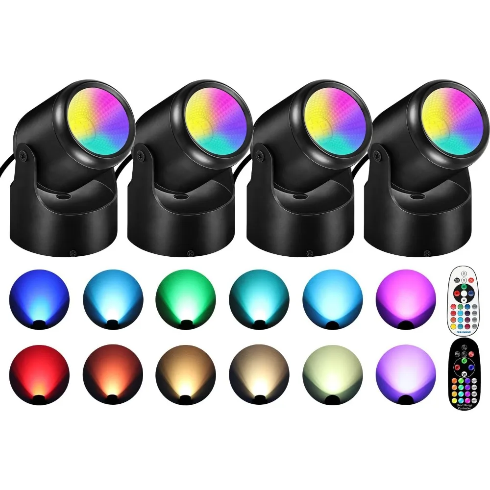 

6W RGBW LED Color Changing Uplights with Remote, 4 Pack for Indoor Christmas Party Plant Decor