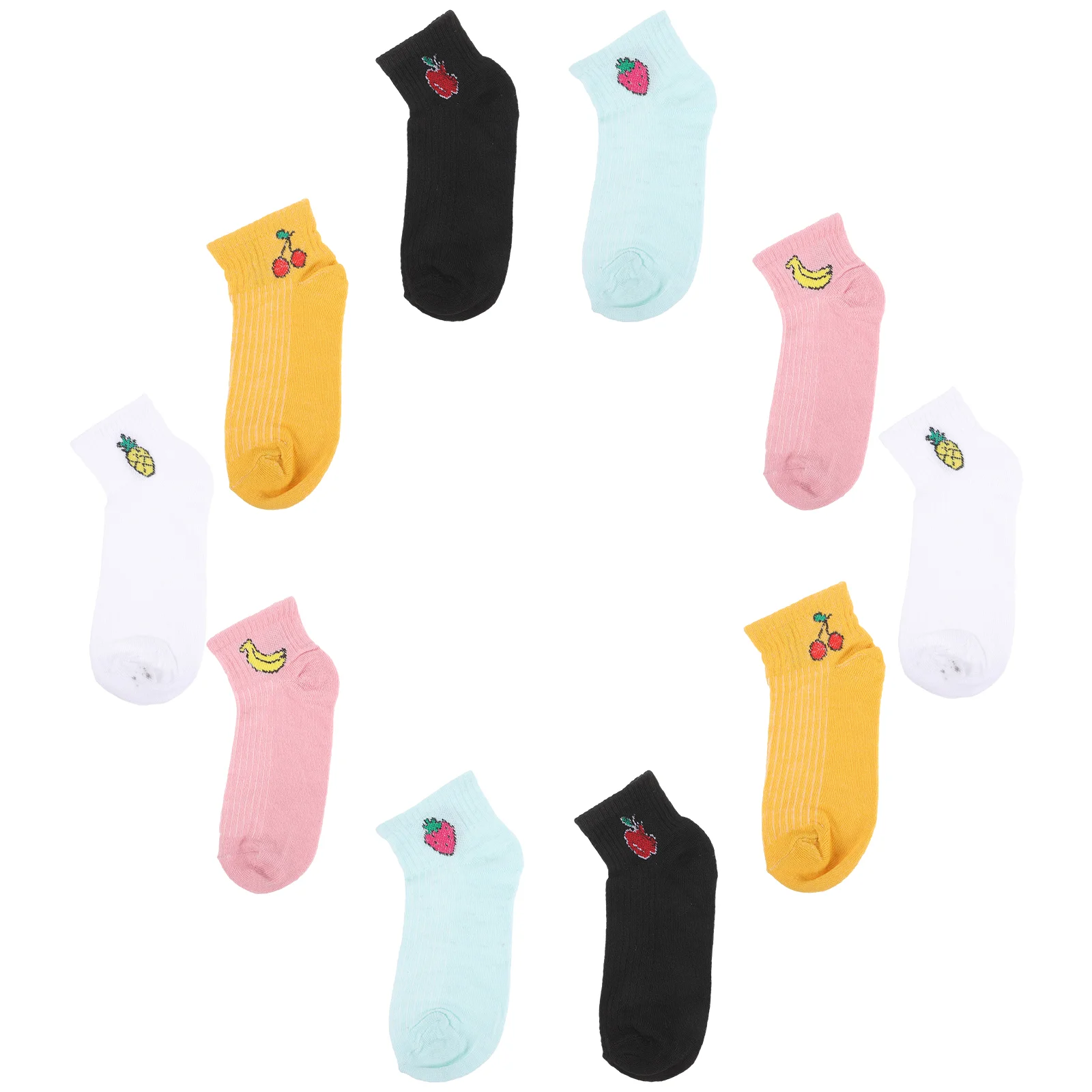 5 Pairs Cotton Socks Printed Women Ankle Socks Fashion Fruit Pattern Novelty Socks (2) Women socks cotton socks for women