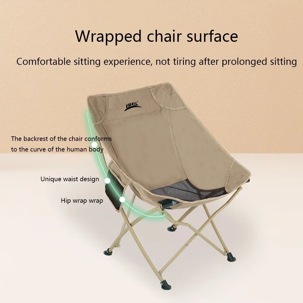 Silla Plegable Portátil para Camping BRS-Y03 2026 con Reposacabezas, Silla Ligera de Aleación de Aluminio para Turismo y Pesca